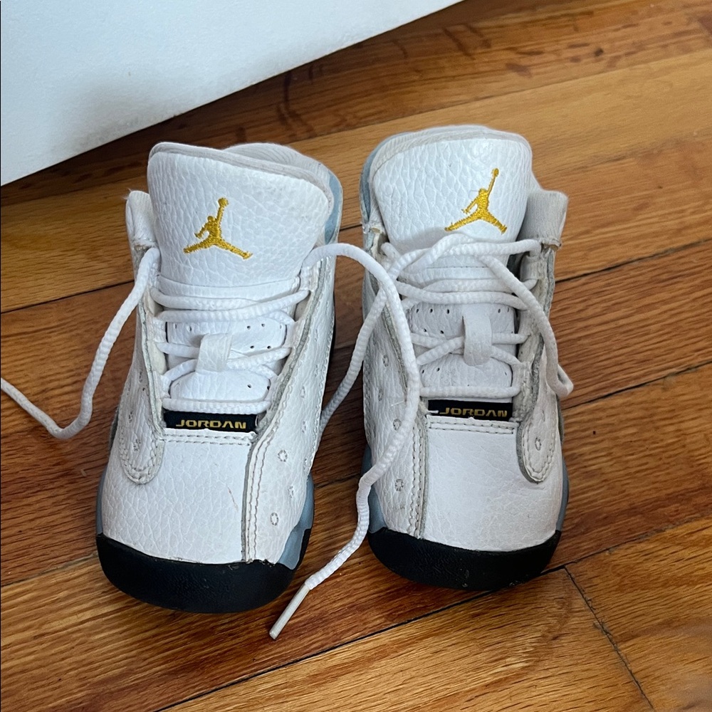 Jordan Kids White Sneakers with Gold Accents